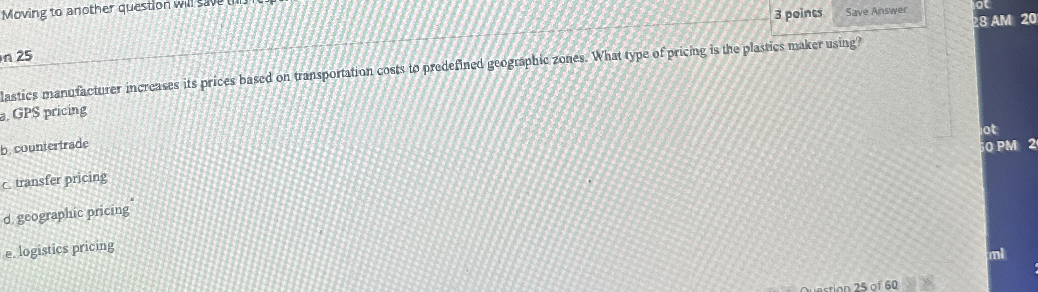 Moving to another question will save n 2 5 3