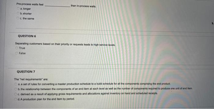 please answer all parts than in-process wait