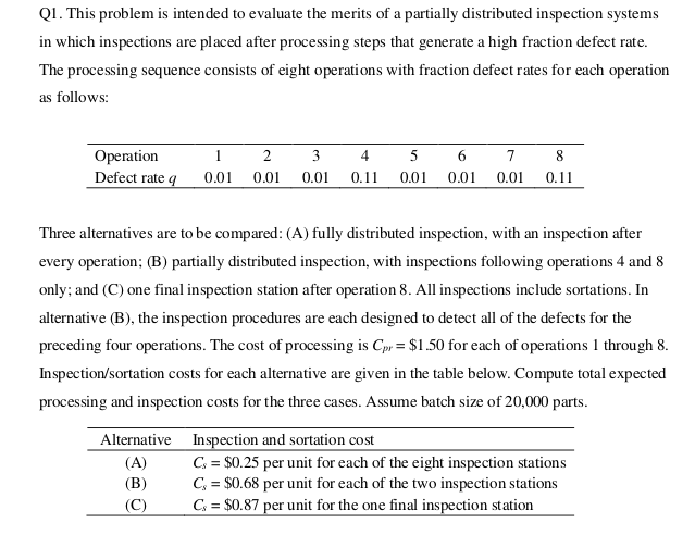 Q 1 . This problem is intended to evaluate the