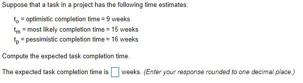 Suppose that a task in a project has the