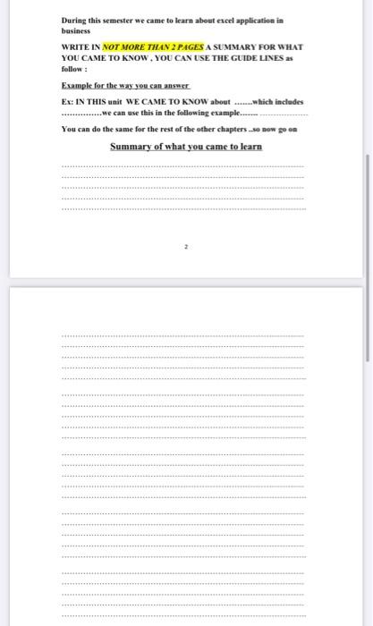 During this semester we came to learn about excel