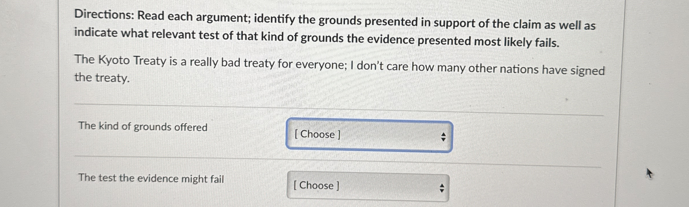 Directions: Read each argument; identify the