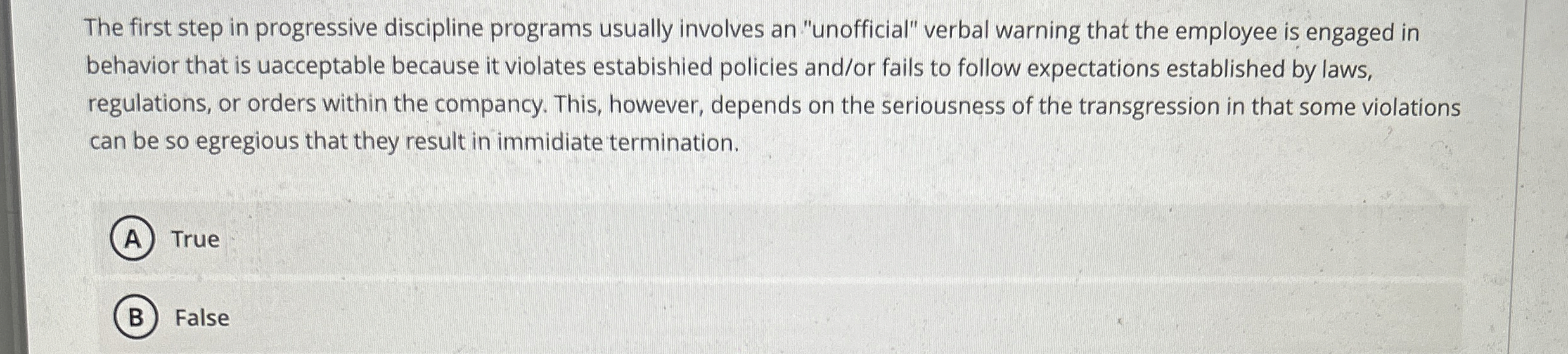 The first step in progressive discipline programs