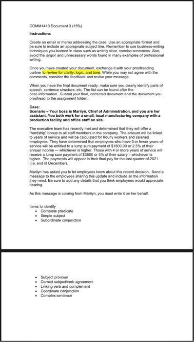 COMM1410 Document 3 (15%) Instructions Create an
