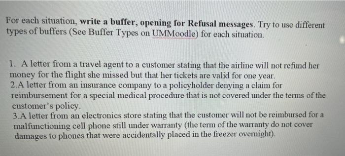 how to write a buffer For each situation, write a