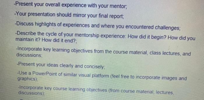 mentorship ( presentation points regarding to