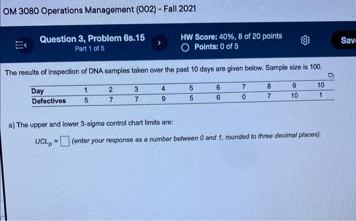 OM 3080 Operations Management (002) - Fall 2021