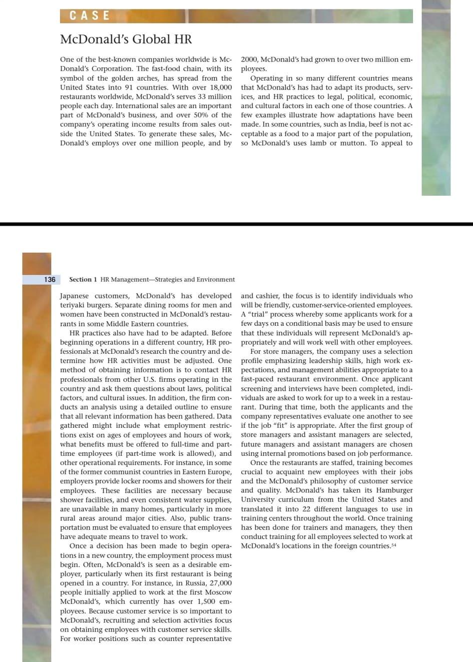 CASE McDonald's Global HR One of the best-known