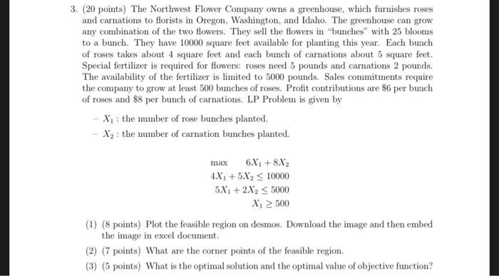 Business Decision Analysis 3. (20 points) The