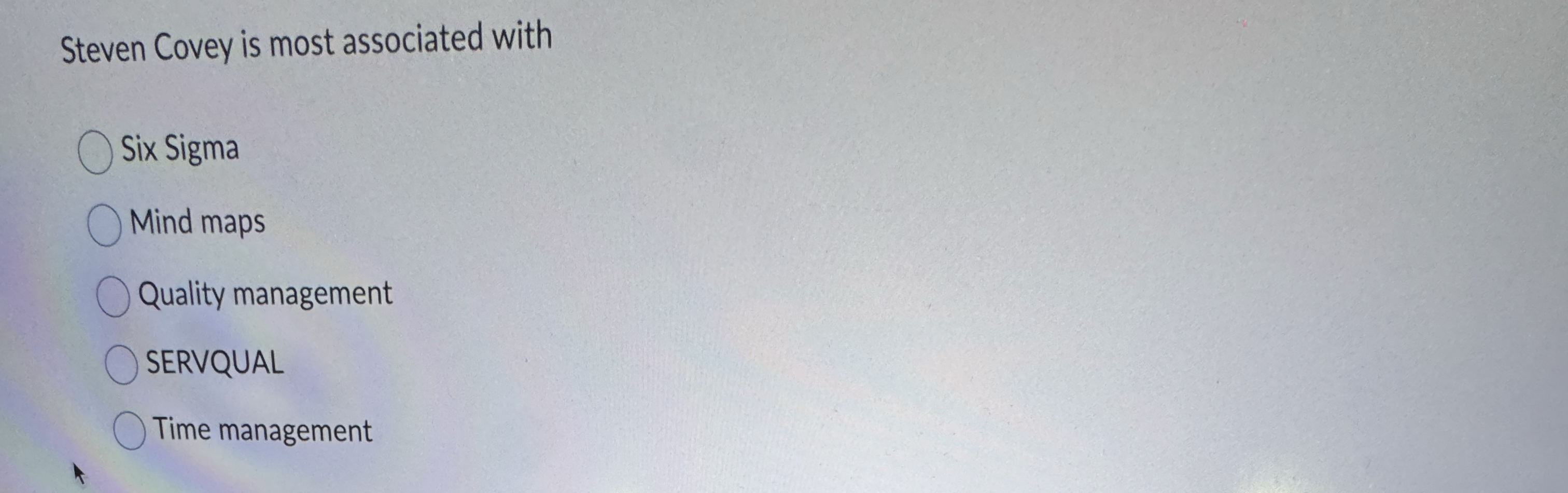 Steven Covey is most associated with Six Sigma