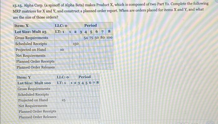 do 15.15 only item Y please , i already did item