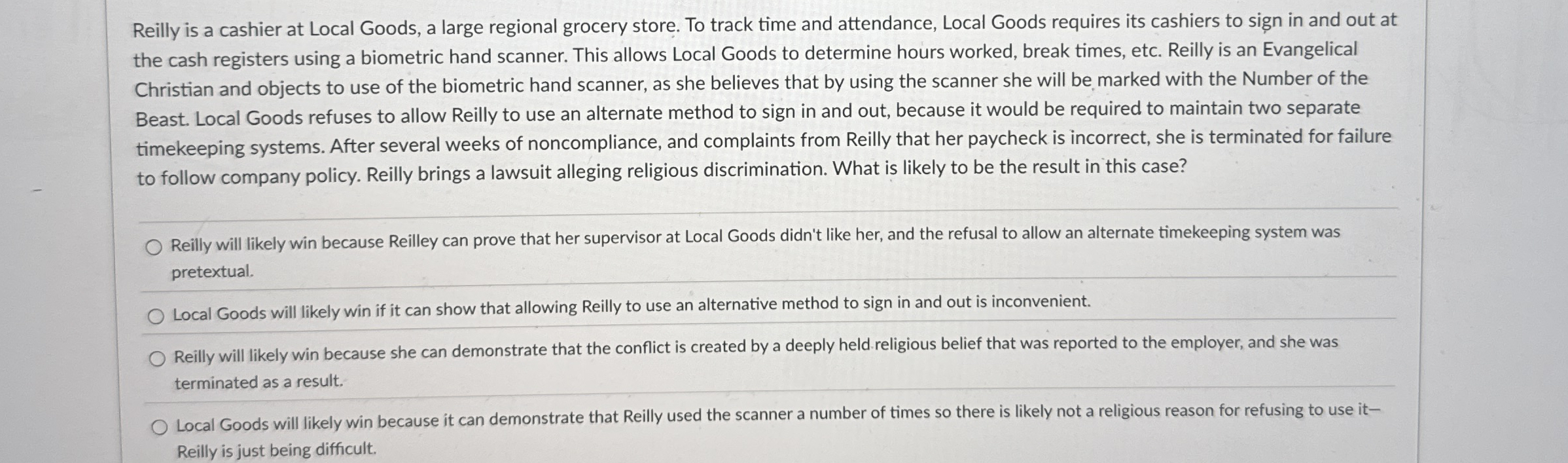 Reilly is a cashier at Local Goods, a large