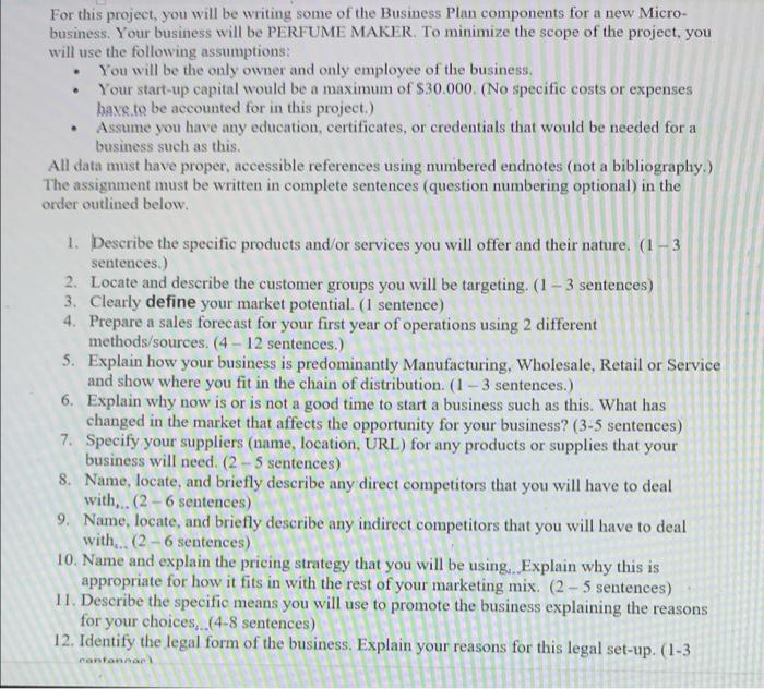 the business is perfume maker . . a For this