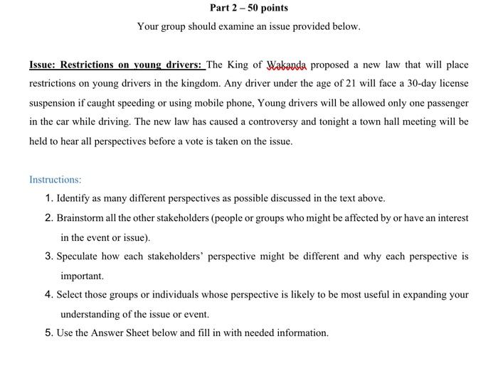 Pleas need an answer also in the answer sheet