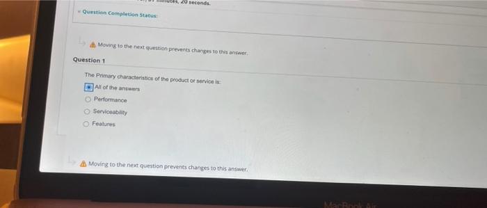 ut 20 seconds Question completion Status Moving