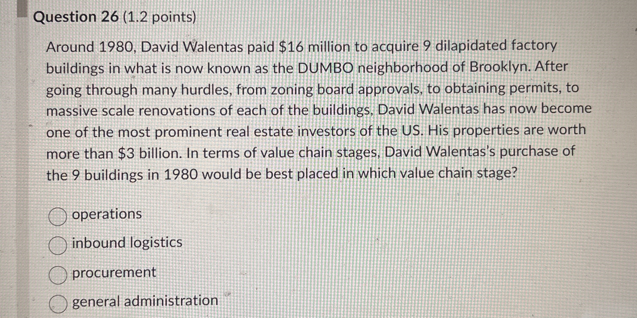 Question 2 6 ( 1 . 2 points ) Around 1 9 8 0 ,