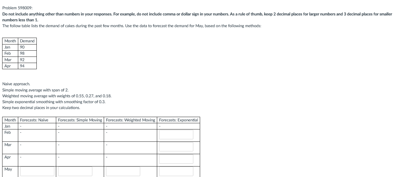 Problem 598009: Do not include anything other