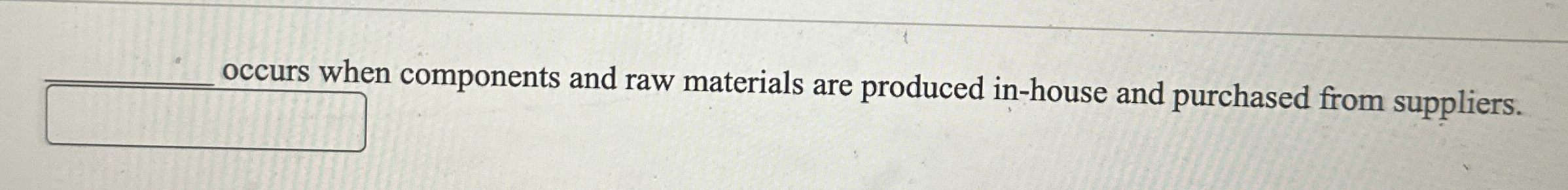 occurs when components and raw materials are