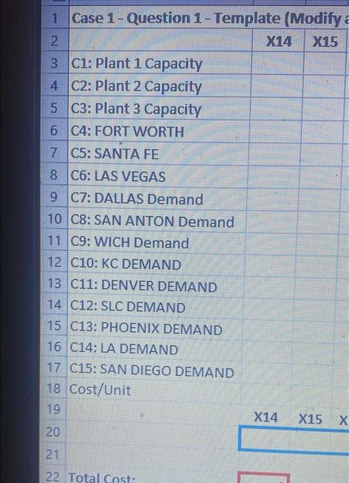 not sure how to set up the excel sheet for this.