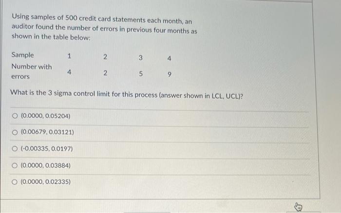 Using samples of 500 credit card statements each