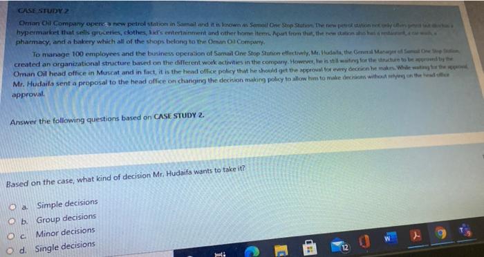 CASE STUDY 2 Oman Oil Company opera new petrol