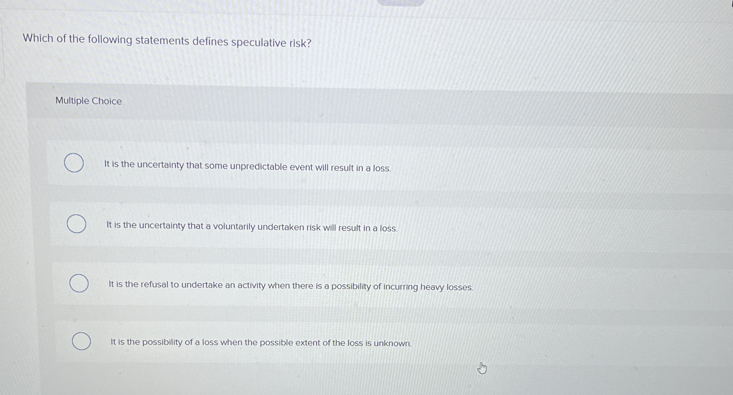 Which of the following statements defines