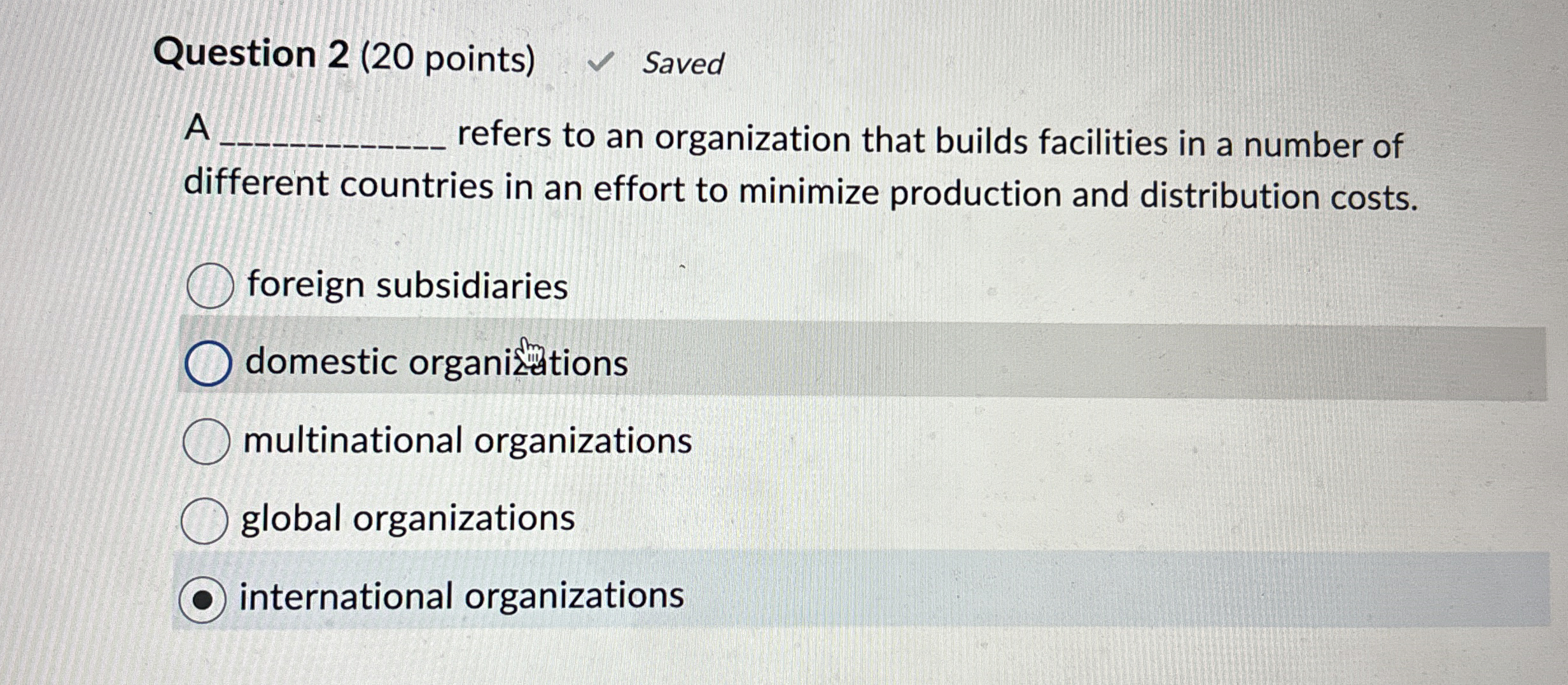 Question 2 ( 2 0 points ) Saved A refers to an
