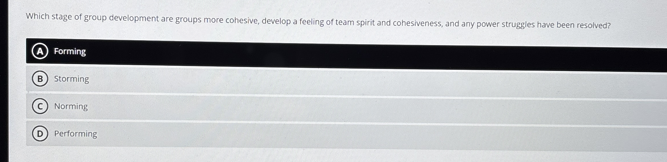 Which stage of group development are groups more