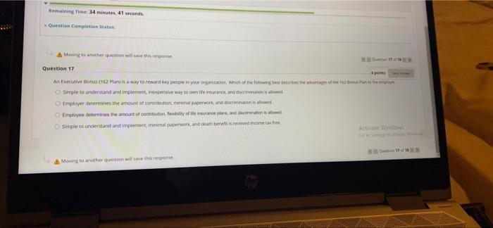 Remaining Time: 34 minutes, 41 seconds Question