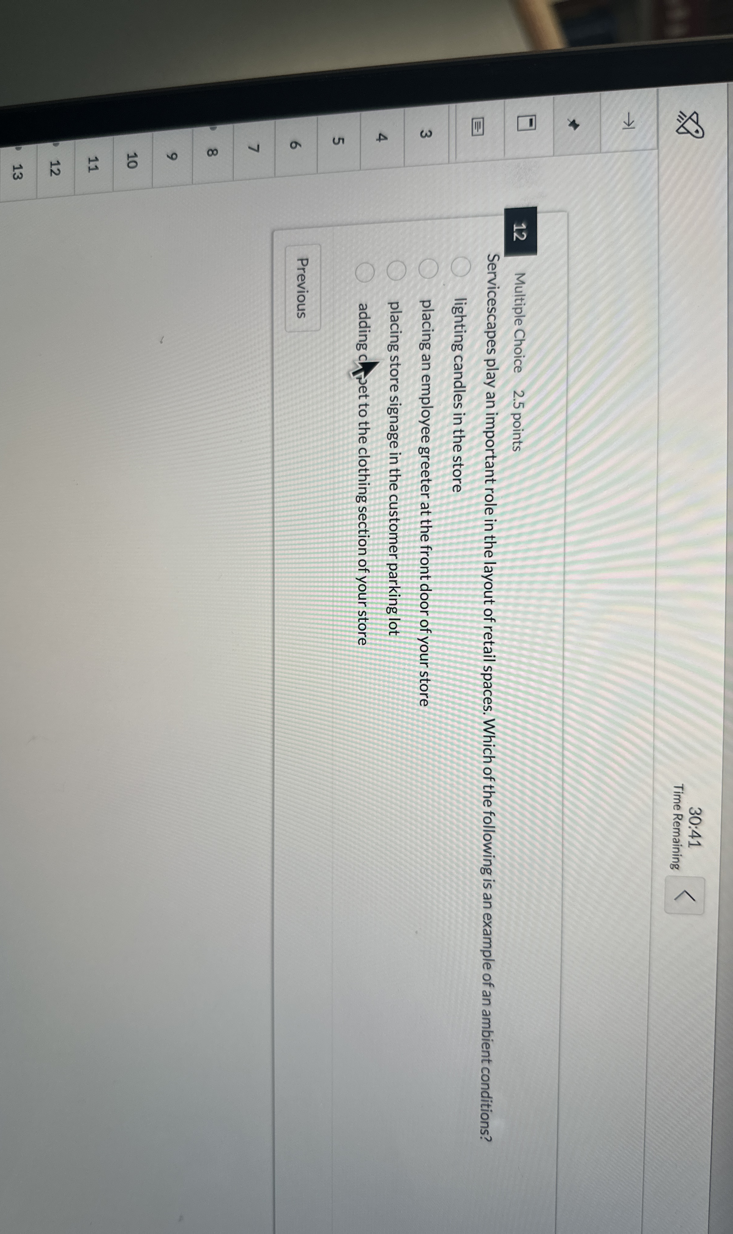 3 0 : 4 1 Time Remaining 1 2 Multiple Choice 2 .