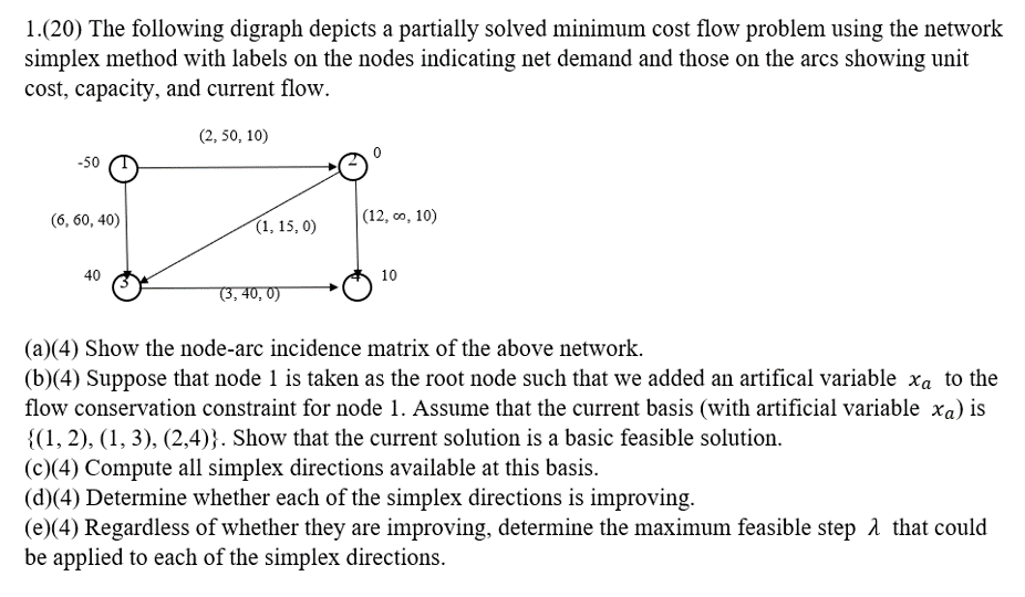 1 . ( 2 0 ) The following digraph depicts a