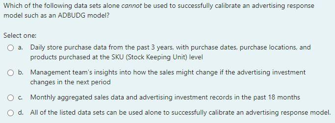 Which of the following data sets alone cannot be