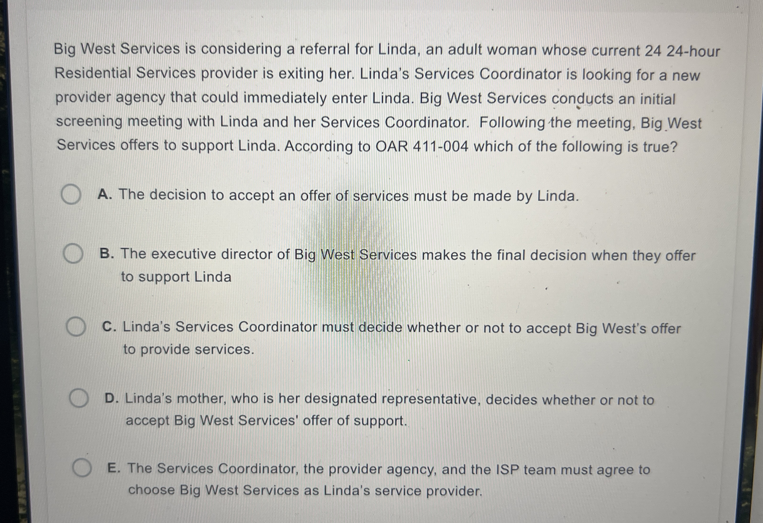 Big West Services is considering a referral for