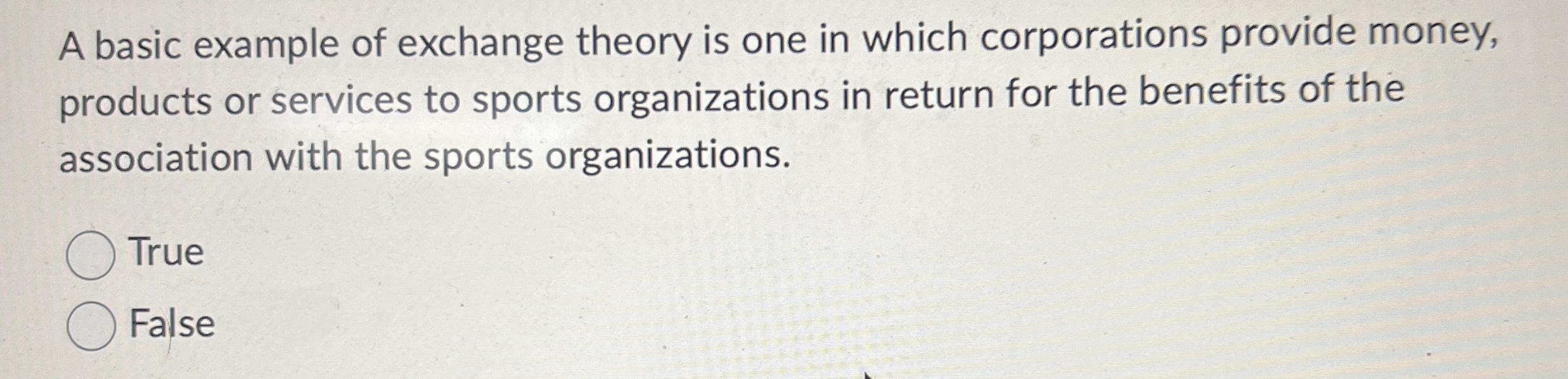 A basic example of exchange theory is one in