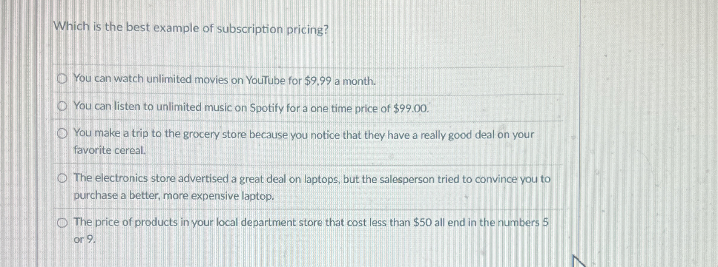 Which is the best example of subscription