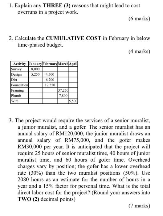 1. Explain any THREE (3) reasons that might lead