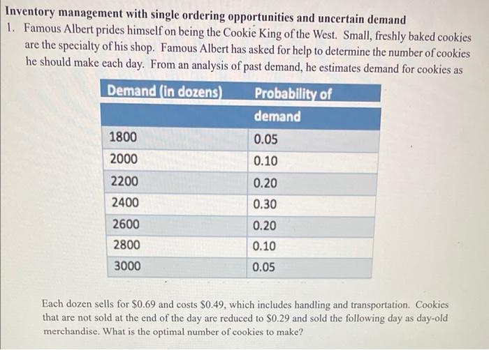 Inventory management with single ordering