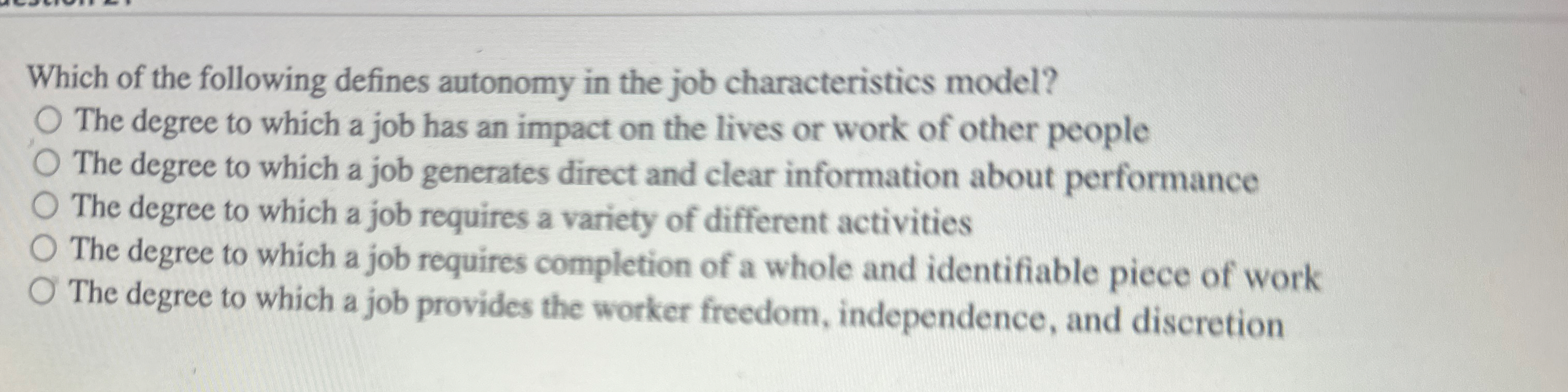 Which of the following defines autonomy in the