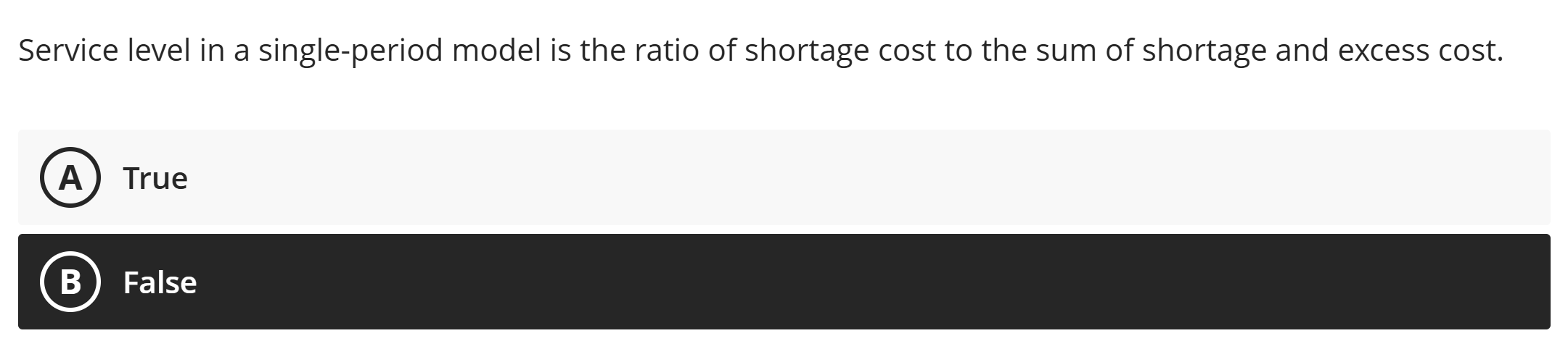 Service level in a single - period model is the