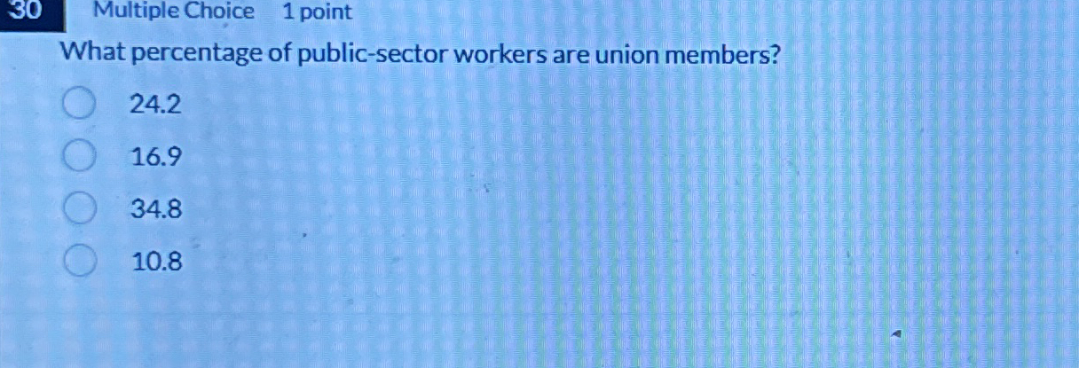 3 0 Multiple Choice 1 point What percentage of