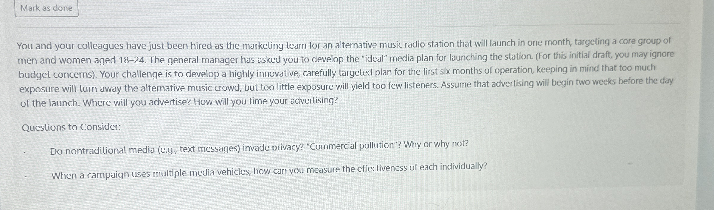 Mark as done You and your colleagues have just