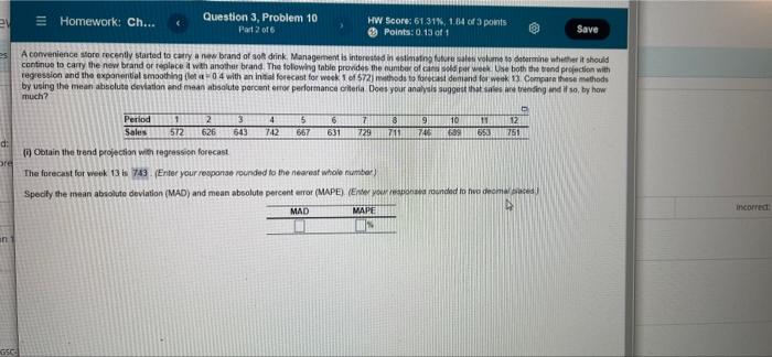 21 = Homework: Ch... Question 3, Problem 10 Part
