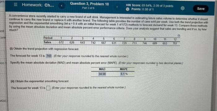 Homework: Ch... Question 3, Problem 10 HW Score: