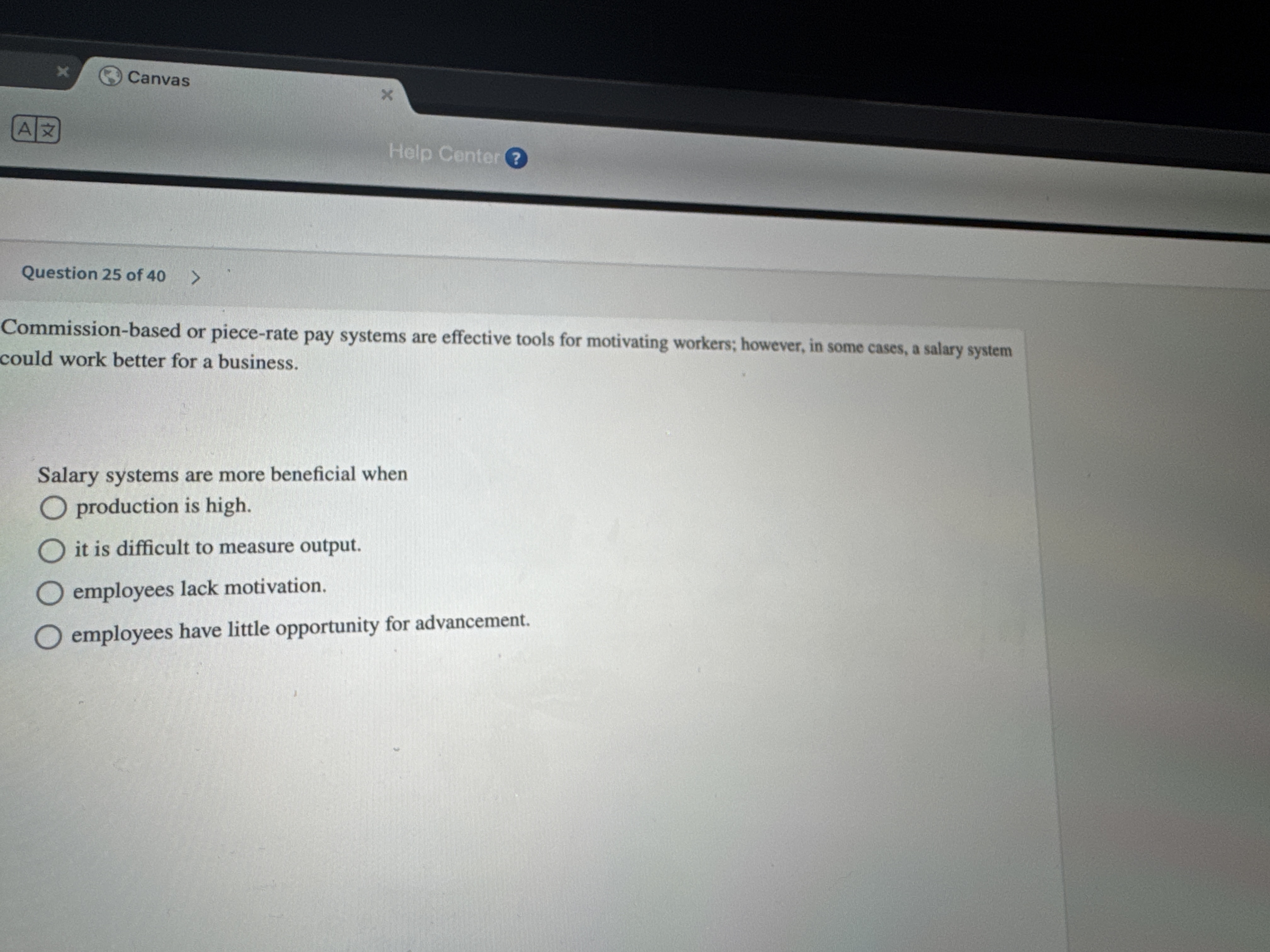 Question 2 5 of 4 0 Commission - based or piece -