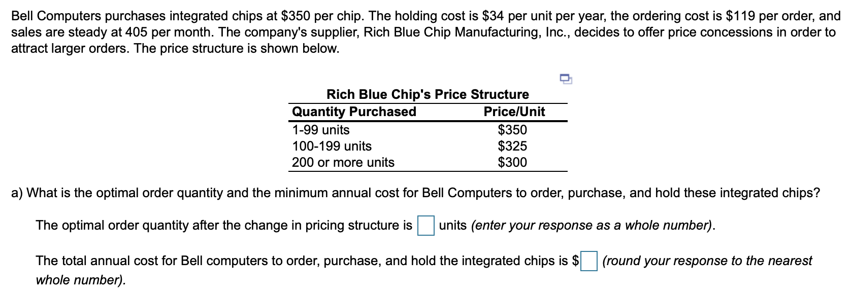 Bell Computers purchases integrated chips at $350