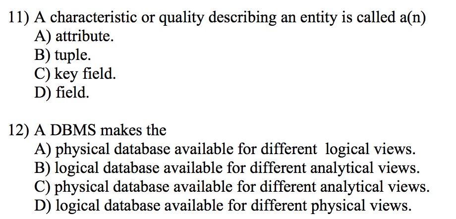 11) A characteristic or quality describing an
