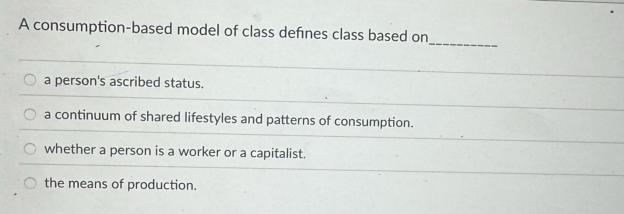 A consumption - based model of class defines