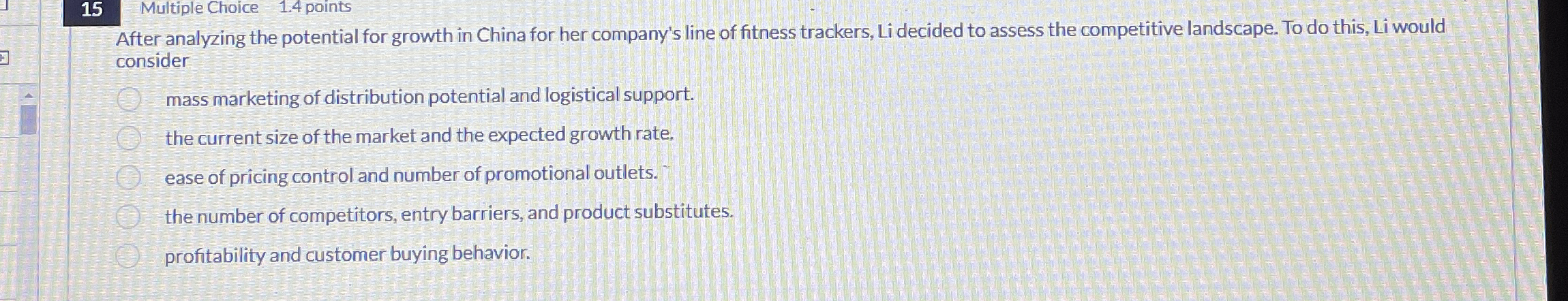 1 5 Multiple Choice 1 . 4 points After analyzing