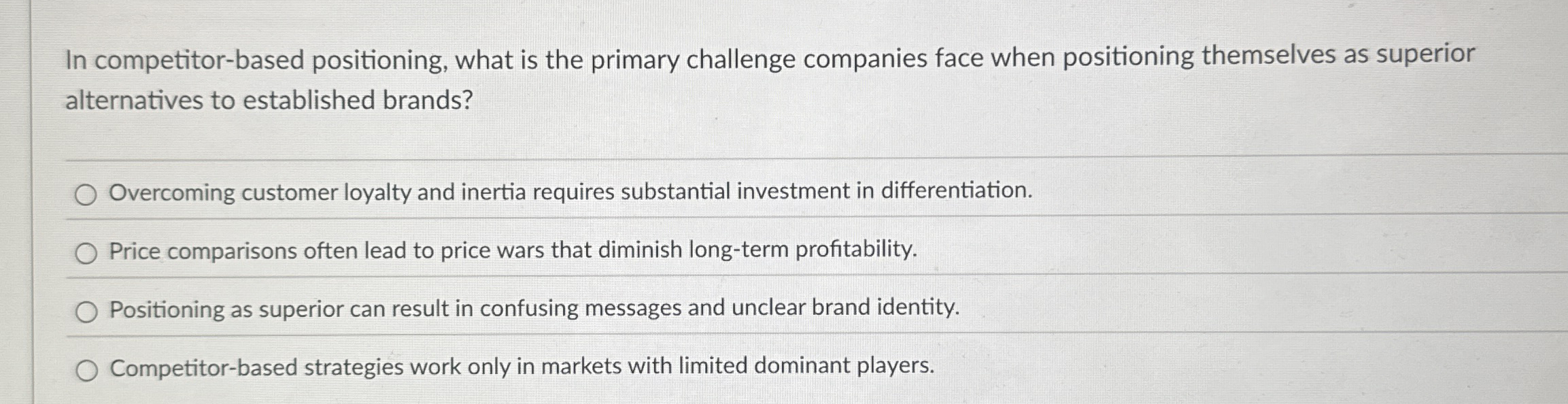 In competitor - based positioning, what is the