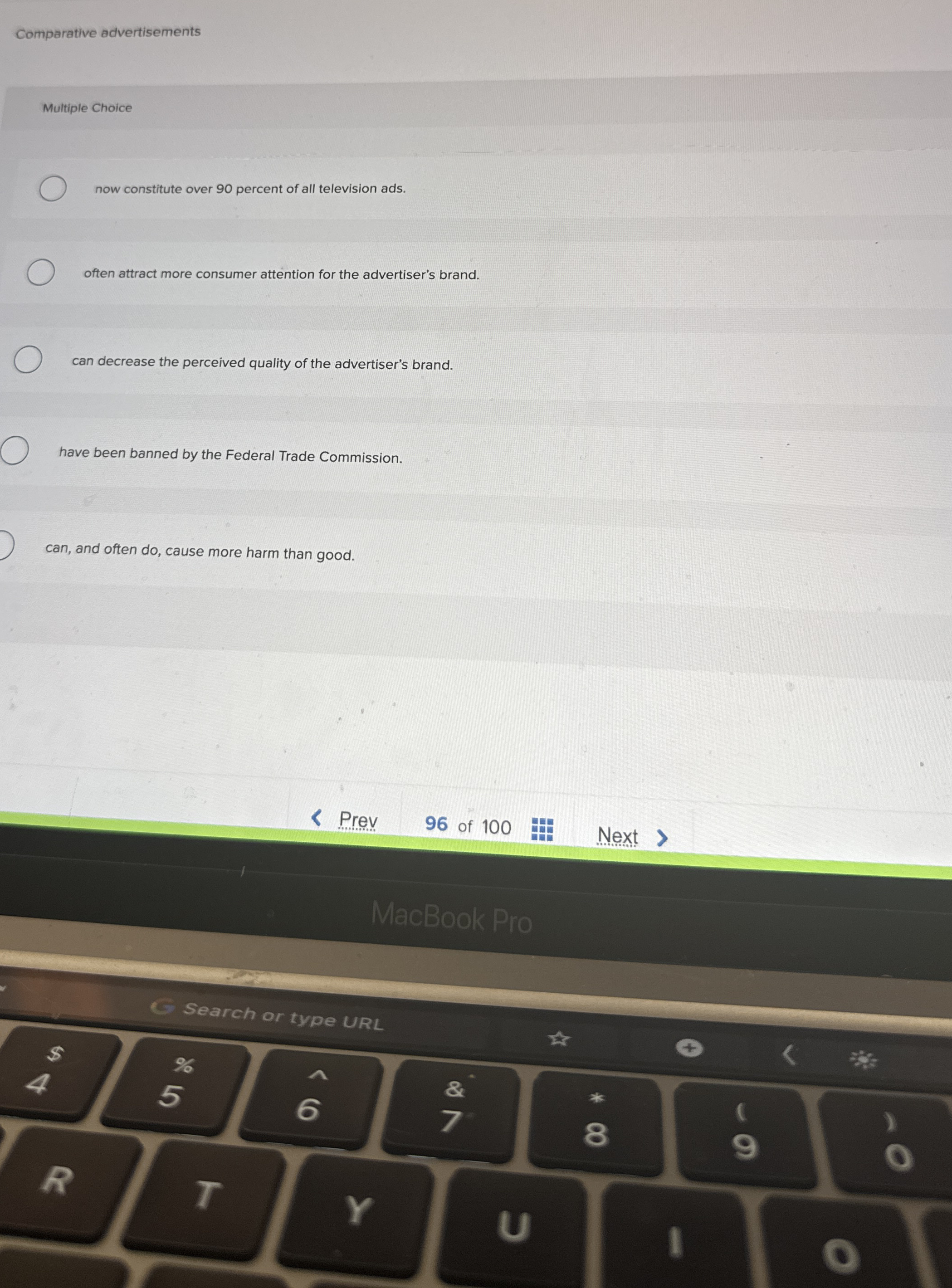 Comparative advertisements Multiple Choice now